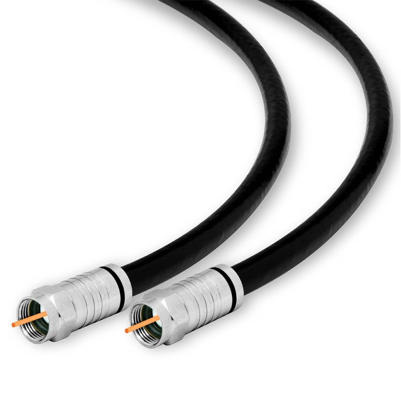Conext Link RG6 Quad Shield Coaxial Cable F Connector 18 AWG 3GHZ 75 Ohm Sat TV (15FT, Black) ï¼ˆ33005ï¼‰ - Image 1